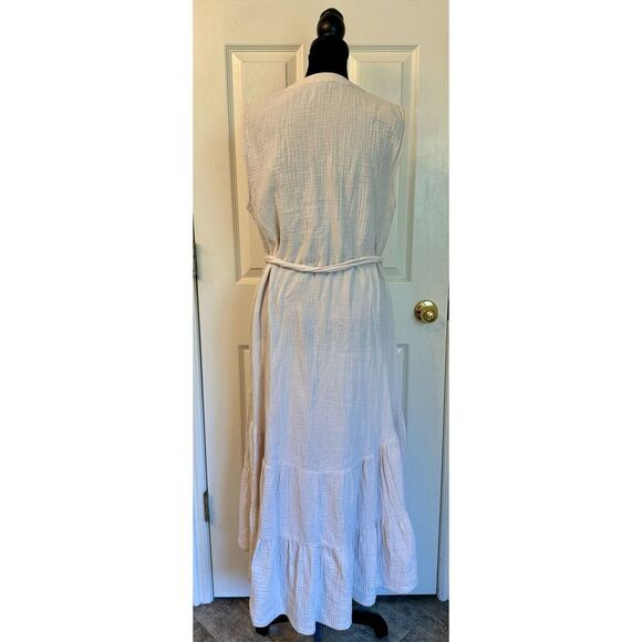 DREW Josephine Tiered Button Up Tank Gauze Lightweight Dress Women's M - Picture 3 of 10